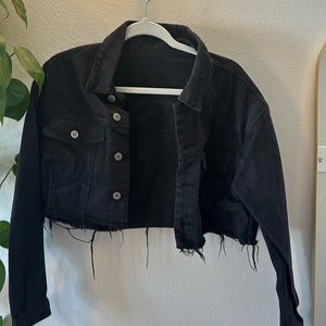 Black denim crop jacket